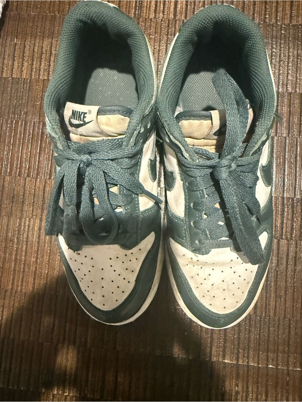Nike Kids Dark Green and White High-Top Sneakers